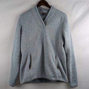 Eddie Bauer Women's Blue Heathered Pullover Sweater V-Neck Outdoor, X-Large